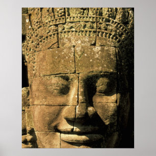 Azië, Cambodja, Siem Reap. Angkor Thom, hoofden va Poster