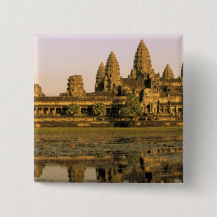 Azië, Cambodja, Siem Reap. Angkor Wat. Vierkante Button 5,1 Cm