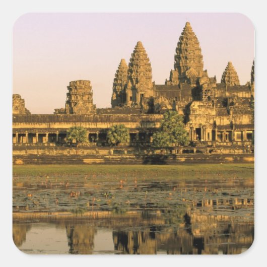 Azië, Cambodja, Siem Reap. Angkor Wat. Vierkante Sticker (Voorkant)