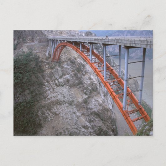 Azië, China, de Yangtze rivier. Zigui tegen Mannen Briefkaart (Voorkant)