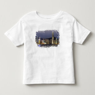 Azië, China, Hong Kong, stadssilhouet en 2 Kinder Shirts