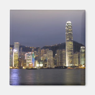 Azië, China, Hong Kong, stadssilhouet en 2 Magneet
