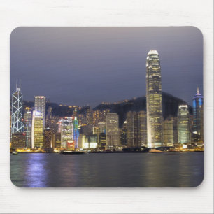 Azië, China, Hong Kong, stadssilhouet en 2 Muismat