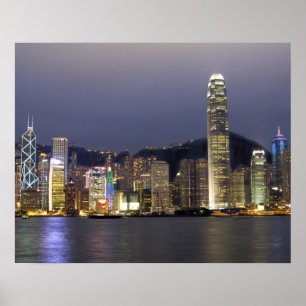 Azië, China, Hong Kong, stadssilhouet en 2 Poster
