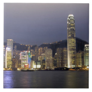 Azië, China, Hong Kong, stadssilhouet en 2 Tegeltje