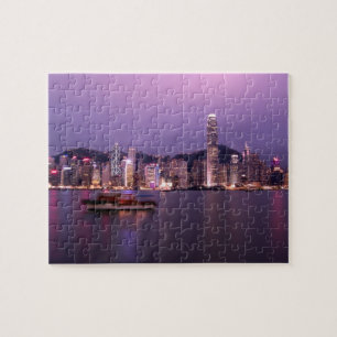 Azië, China, Hong Kong, stadssilhouet en Legpuzzel