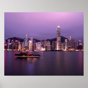 Azië, China, Hong Kong, stadssilhouet en Poster