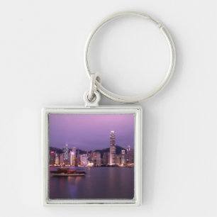Azië, China, Hong Kong, stadssilhouet en Sleutelhanger