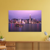 Azië, China, Hongkong, skyline van de stad en Canvas Afdruk (Insitu (Woonkamer))