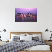 Azië, China, Hongkong, skyline van de stad en Canvas Afdruk (Insitu (Slaapkamer))