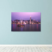 Azië, China, Hongkong, skyline van de stad en Canvas Afdruk (Insitu (Houten vloer))