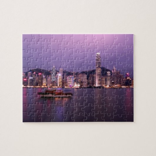 Azië, China, Hongkong, skyline van de stad en Legpuzzel (Horizontaal)