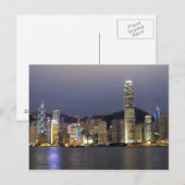 Azië, China, Hongkong, stadsskyline en 2 Briefkaart (Voorkant / Achterkant)