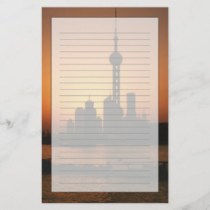 AZIË, China, Shanghai Uitzicht op Oriental Pearl T Briefpapier
