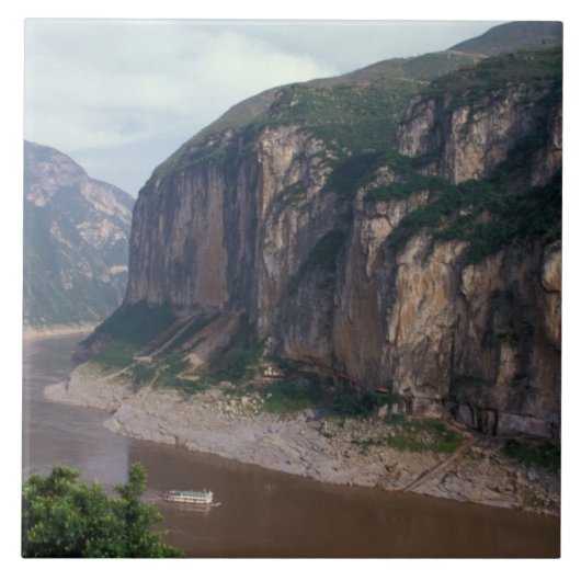 Azië, China, Yangtze-rivier, Drie Kloven. Tegeltje (Voorkant)