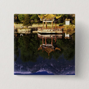 Azië, China, Yunnan, Dali. Cangshan-bergen Vierkante Button 5,1 Cm