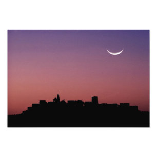 Azië, India, Rajasthan, Jaipur. Een wassende maan Foto Afdruk