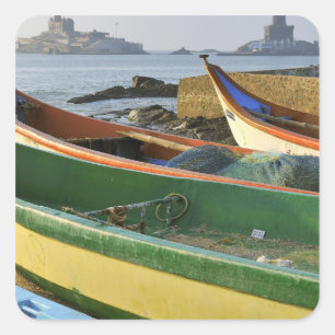 Azië, India, Tamil Nadu, Kanniyakumari Vierkante Sticker