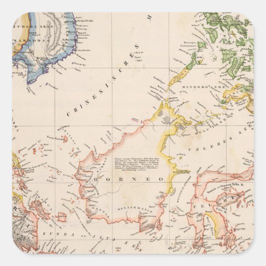 Azië, Indonesië, Filipijnen, Oost-Indië Vierkante Sticker (Voorkant)