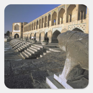 Azië, Iran, Isfahan. Pol-e Khaju-brug. Vierkante Sticker