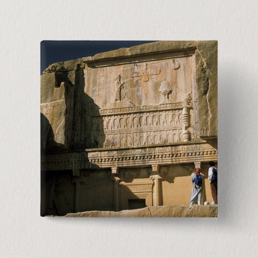 Azië, Iran, Persepolis.Graf van Darius de Grote. Vierkante Button 5,1 Cm (Voorkant)