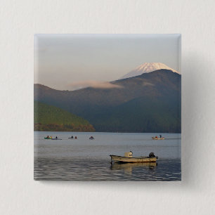 Azië, Japan, Hakone. Vroege ochtendgezichten van d Vierkante Button 5,1 Cm