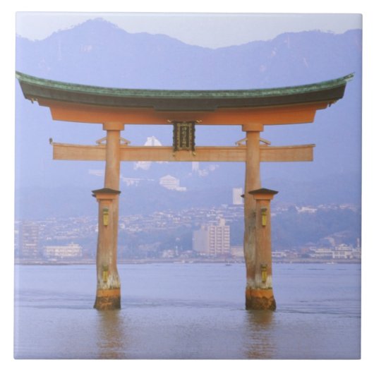 Azië, Japan, Hiroshima. Mivaiima. Torii Gate Tegeltje (Voorkant)