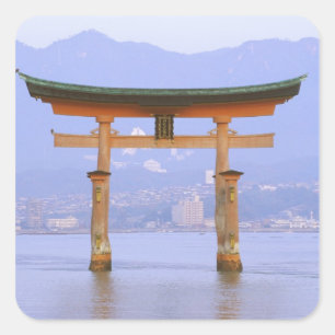 Azië, Japan, Hiroshima. Mivaiima. Torii Gate Vierkante Sticker