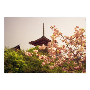 Azië, Japan, Kyoto, Kiyomizu tempel in de lente Foto Afdruk