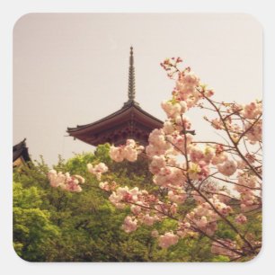 Azië, Japan, Kyoto, Kiyomizu tempel in de lente Vierkante Sticker