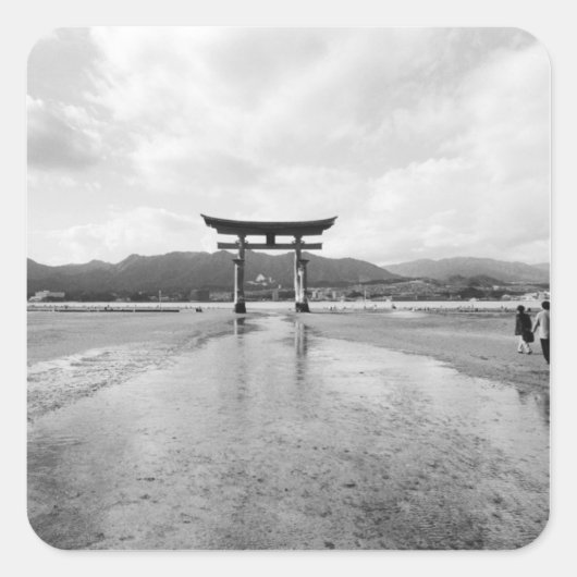Azië, Japan, Myajima. De Torri Gate Vierkante Sticker (Voorkant)