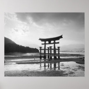 Azië, Japan, Myajima. Torri-poort Poster