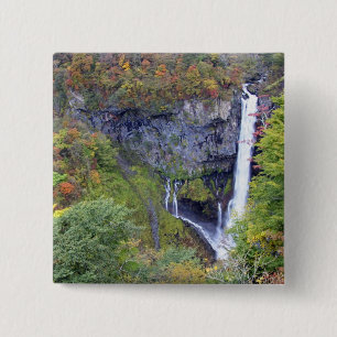 Azië, Japan, Nikko. Kegon-waterval van Nikko, een Vierkante Button 5,1 Cm