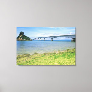 Azië, Japan, Okinawa, Kouri-brug Canvas Afdruk