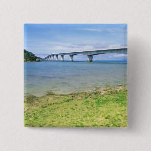 Azië, Japan, Okinawa, Kouri-brug Vierkante Button 5,1 Cm