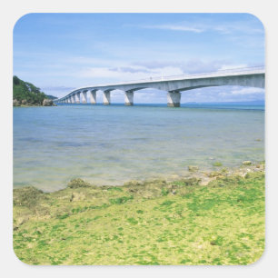 Azië, Japan, Okinawa, Kouri-brug Vierkante Sticker