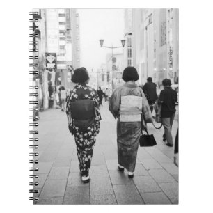 Azië, Japan, Tokio. Geisha's op de Ginza. Notitieboek