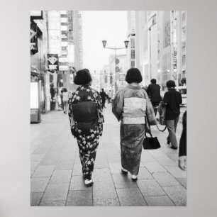 Azië, Japan, Tokio. Geishas op de Ginza. Poster