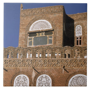 Azië, Jemen, Sana'a. Detail van Jemenitische archi Tegeltje