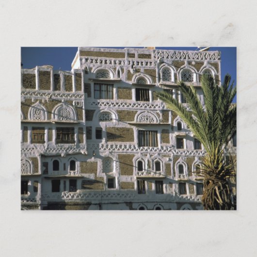 Azië, Jemen, Sanaa. Jemenitisch huis. Briefkaart (Voorkant)