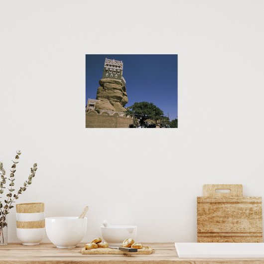 Azië, Jemen, Wadi Dhar. Rock Palace of Dar Al Poster (Keuken)