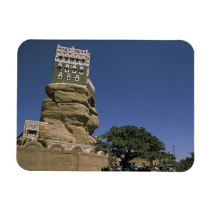 Azië, Jemen, Wadi Dhar. Rots Paleis, of Dar Al Magneet