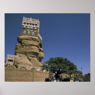 Azië, Jemen, Wadi Dhar. Rots Paleis, of Dar Al Poster