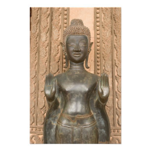 Azië, Laos, Vientiane, Bronze Boeddha in Hawn Foto Afdruk