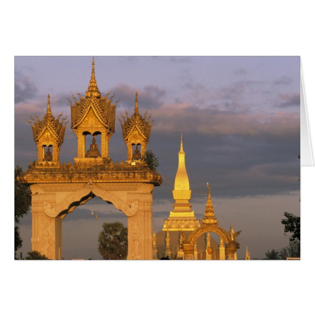 Azië, Laos, Vientiane. Dat Luang Tempel. (Voorkant Horizontaal)
