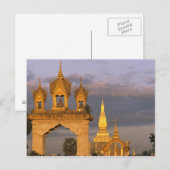 Azië, Laos, Vientiane. Dat Luang-tempel. Briefkaart (Voorkant / Achterkant)