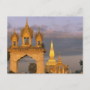 Azië, Laos, Vientiane. Dat Luang-tempel. Briefkaart