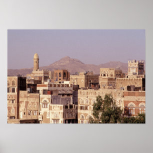 Azië, Midden-Oosten, Republiek Jemen, Sana'a. Poster