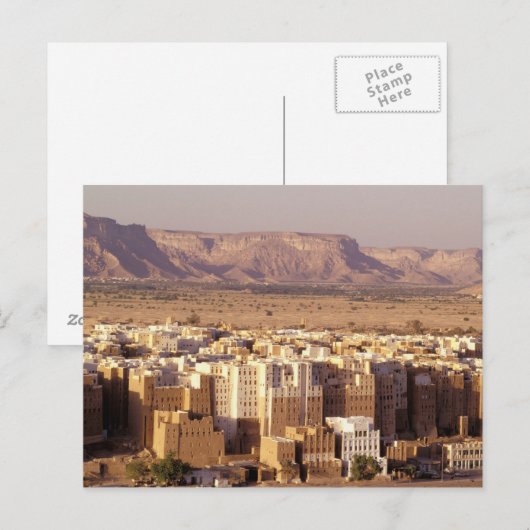 Azië, Midden-Oosten, Republiek Jemen. Shibam Briefkaart (Voorkant / Achterkant)