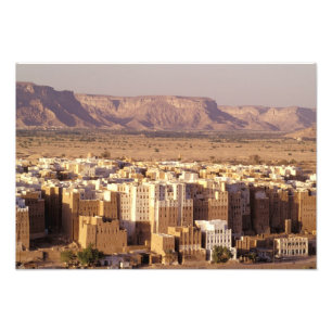 Azië, Midden-Oosten, Republiek Jemen. Shibam Foto Afdruk